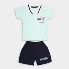 Infants' Light Green Cotton Polo Neck Embroidered Baba Suit, हल्का हरा, small