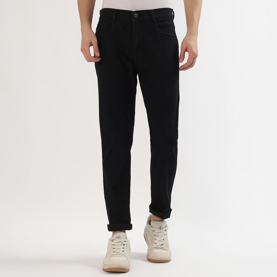 Men's Jet Black Slim Fit Jeans, Black, large image number null
