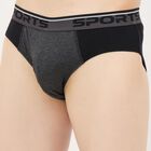 Men's Black Regular Fit Solid Briefs, Black, small