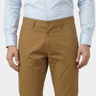 Men's Beige Slim Fit Casual Trousers, खाकी, small