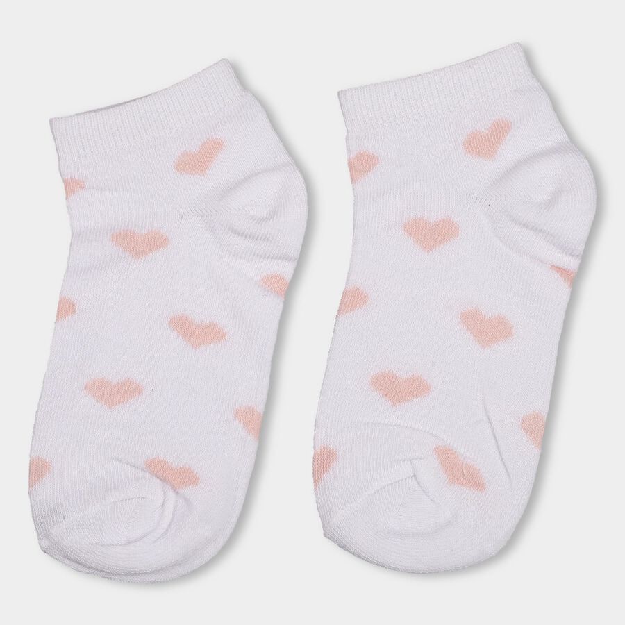 Women's White and Pink Printed Ankle Socks, गुलाबी, large image number null