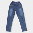 Boys Stonewashed Blue Regular Fit Elastic Waist Jeans, Dark Blue, small image number null
