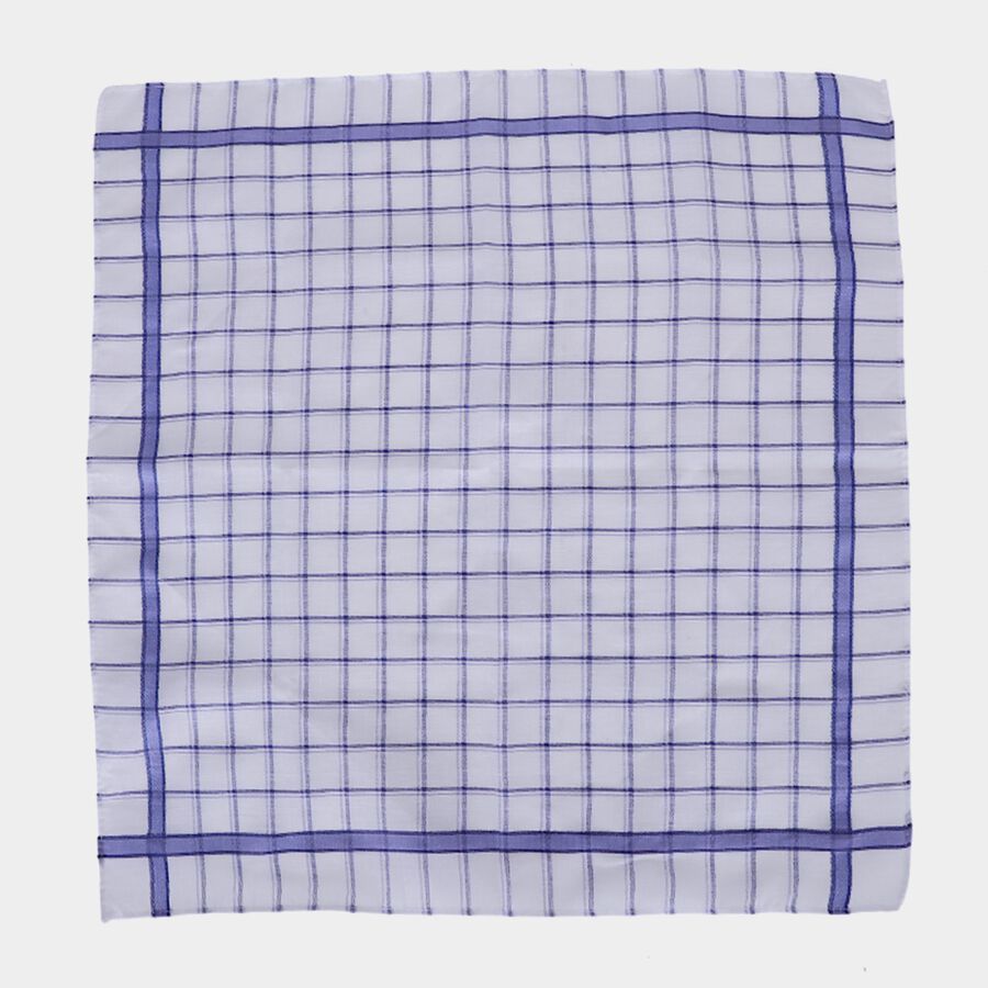 Men's White Patterned Pack of 3 Handkerchief, मध्यम नीला, large