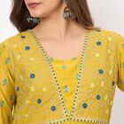Women's Green Round Neck Floral Printed Kurta, हल्का हरा, small