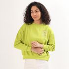 Women's Bright Lime Green Crew Neck Casual Sweatshirt, हल्का हरा, small image number null
