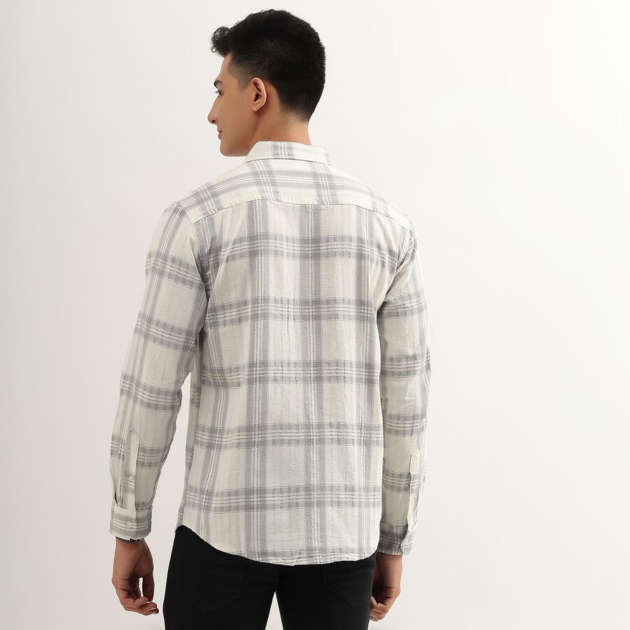 Men's Rich White Cotton Regular Collar Casual Shirt, ऑफ व्हाइट, large image number null