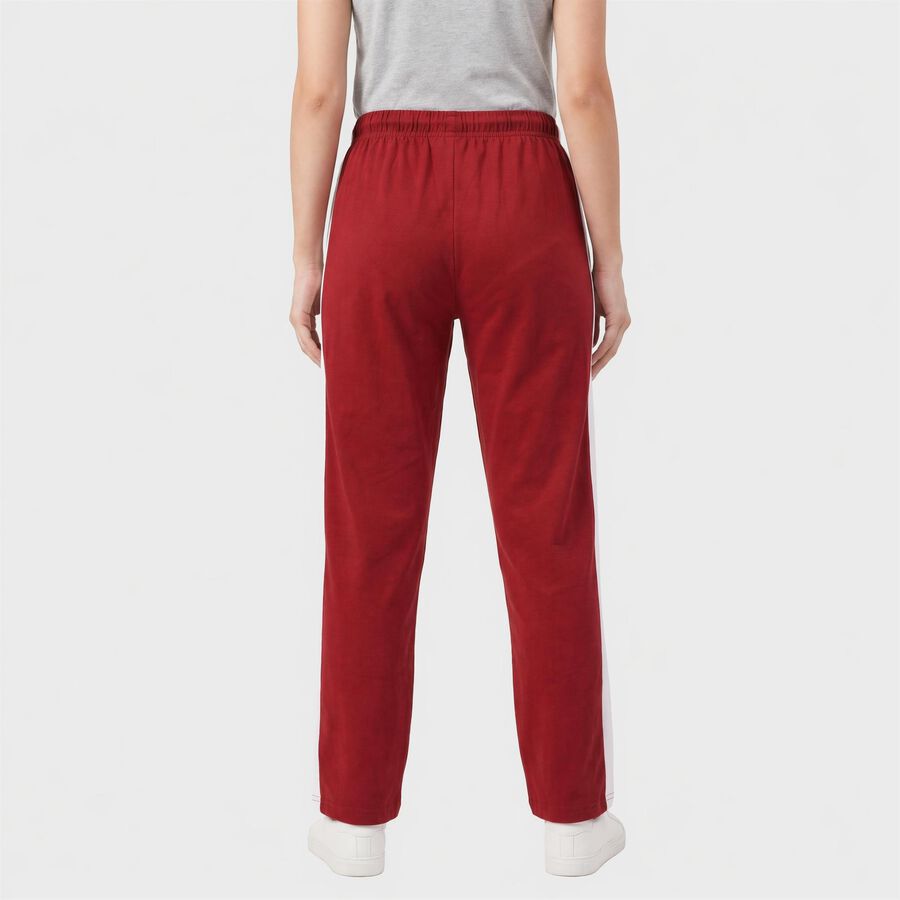 Women's Maroon Straight Fit Side-Striped Track Pants, Maroon, large