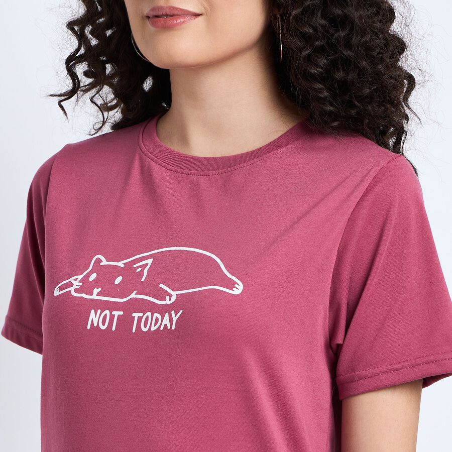 Ladies' Round Neck T-Shirt , गुलाबी, large image number null