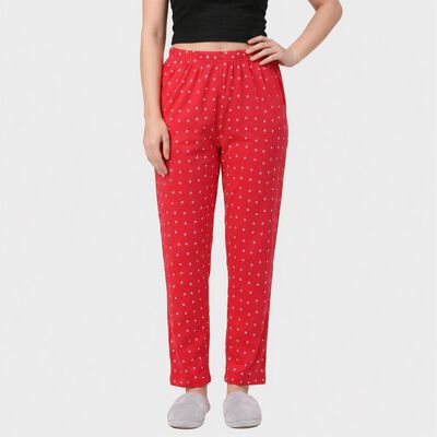 Women's Fuchsia Straight Fit Heart Printed Pyjama