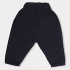 Infants' Navy Blue Elastic Waist Embroidered Trousers, नेवी ब्लू, small image number null