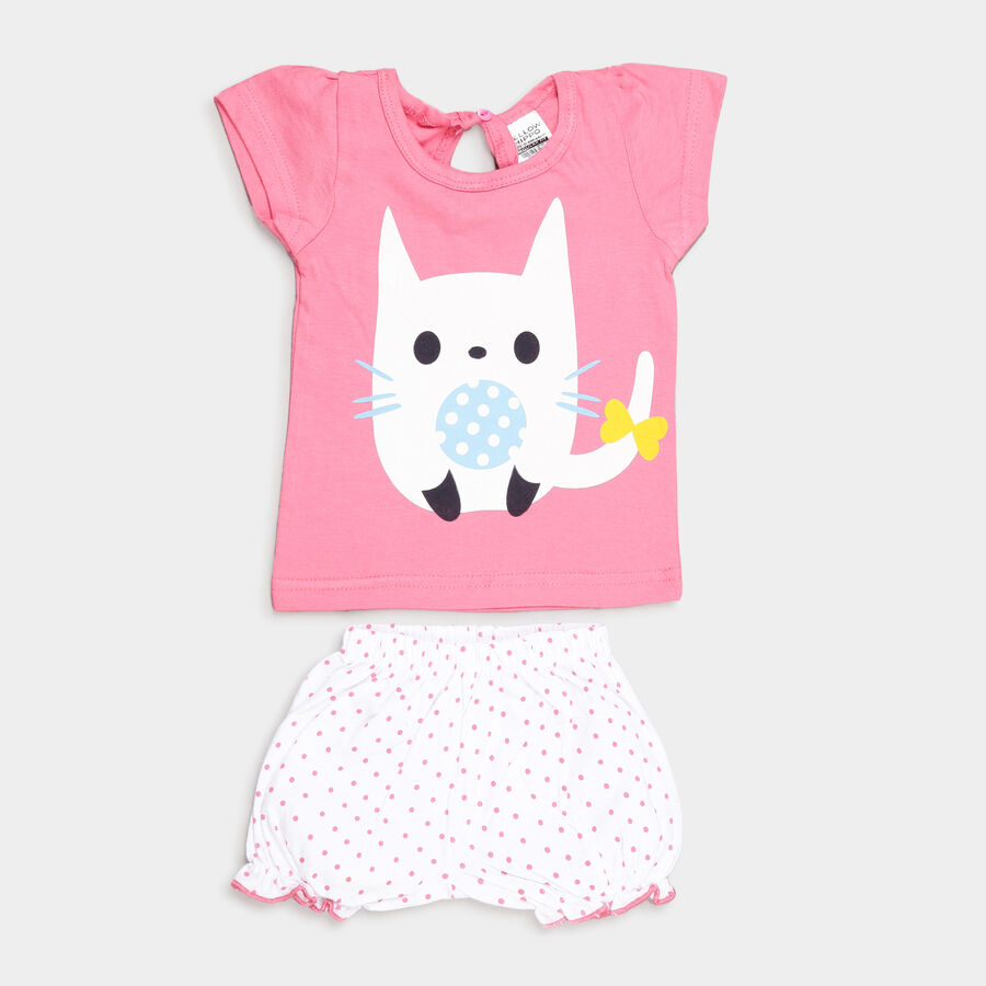 Infants Cotton Shorts Set, Pink, large image number null