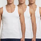 Men's White Cotton Round Neck Sleeveless Vest, सफ़ेद, small