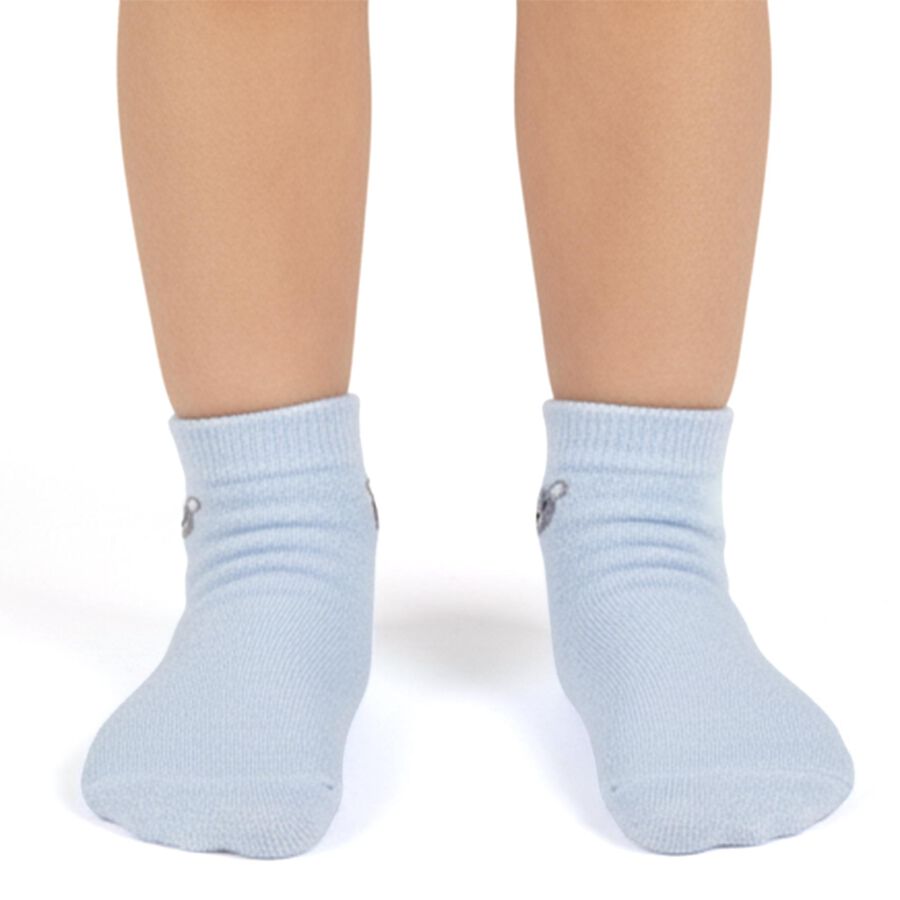 Boys' Soft Ivory White and Light Sky Blue Regular Fit Printed Pack of 2 Socks, White, large