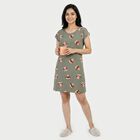 Women's Olive Green Round Neck A-Line Nighty, Olive, small