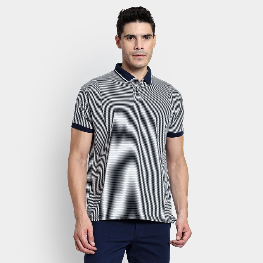 Men's Collared Half Sleeves T-Shirt, नेवी ब्लू, large image number null
