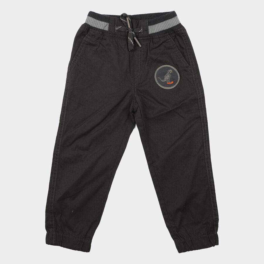 Boys' Charcoal Regular Fit Jogger Trousers, गहरा ग्रे, large