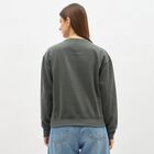 Women's Dark Green Crew Neck Casual Sweatshirt, गहरा हरा, small image number null
