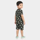 Boys' Charcoal 100% Cotton Round Neck Dinosaur Printed Baba Suit, Charcoal, small