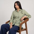 Women's Sage Green Shirt Collar Floral Printed Kurti, हल्का हरा, small
