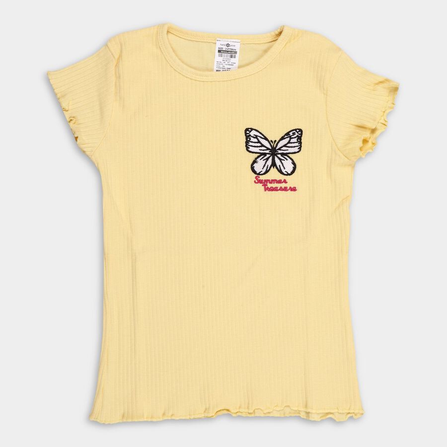 Girls' 100% Cotton T-Shirt, पीला, large image number null