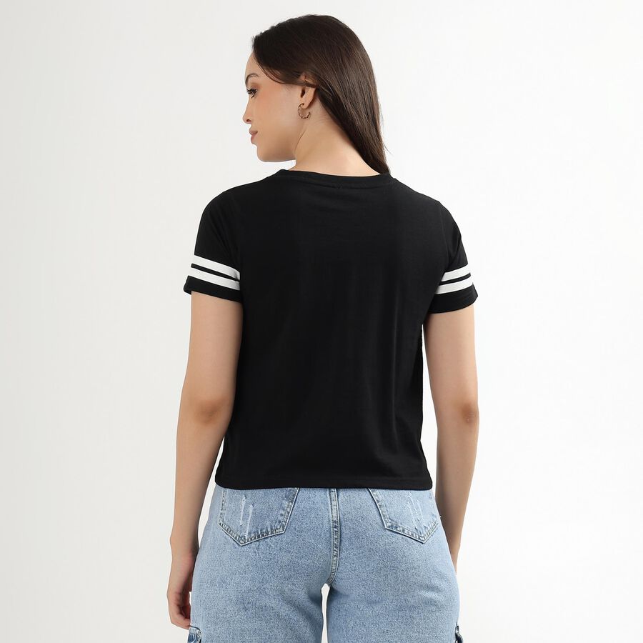 Ladies' 100% Cotton Round Neck T-Shirt, Black, large image number null