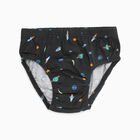 Boys' Black and Grey Cotton Blend Printed Briefs, चारकोल, small image number null