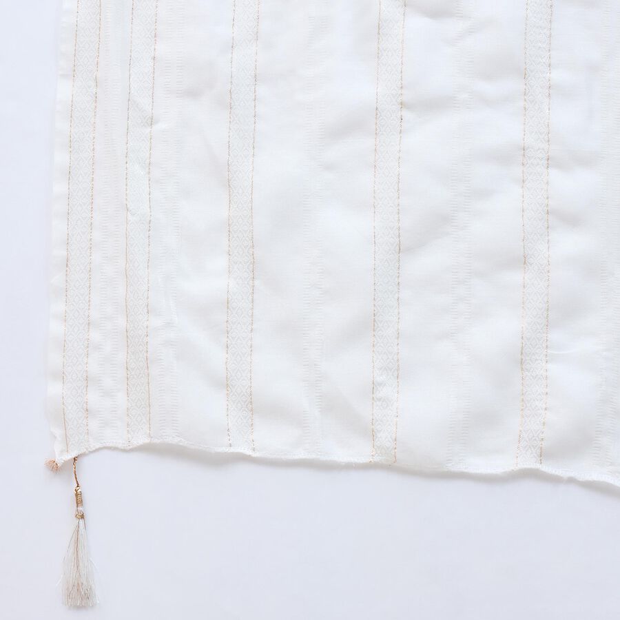 Women's Soft Ivory White Striped Dupatta, सफ़ेद, large image number null