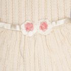 Infants' Beige Textured Floral Embellished Party Wear Frock, Beige, small image number null