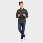 Men's Olive Green Regular Collar Casual Shirt, Dark Green, small