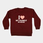 Girls' Maroon Crew Neck Graphic Print Sweatshirt, Wine, small