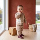 Infants' Beige Round Neck Appliqu&eacute; Baba Suit, Beige, small
