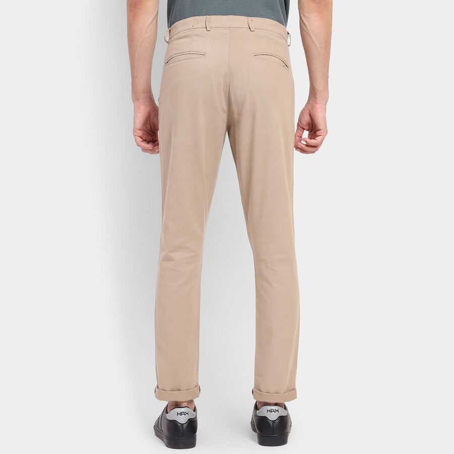 Men's 100% Cotton Slim Fit Casual Trousers , Beige, large image number null