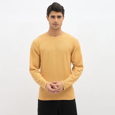 Men's Muted Mustard Round Neck Casual T-Shirt