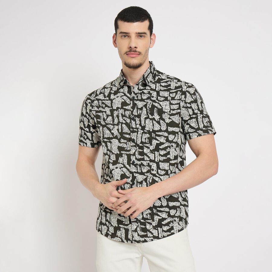 Men's 100% Cotton Casual Shirt , Black, large