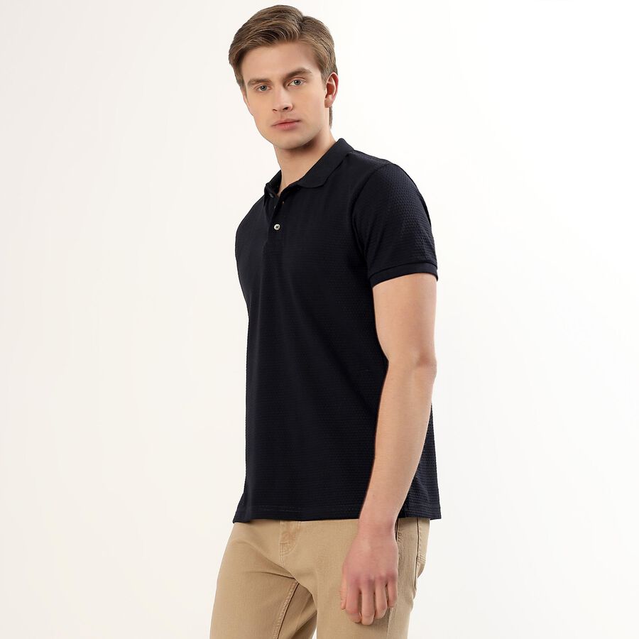 Men's Collared Half Sleeves T-Shirt, Navy Blue, large image number null