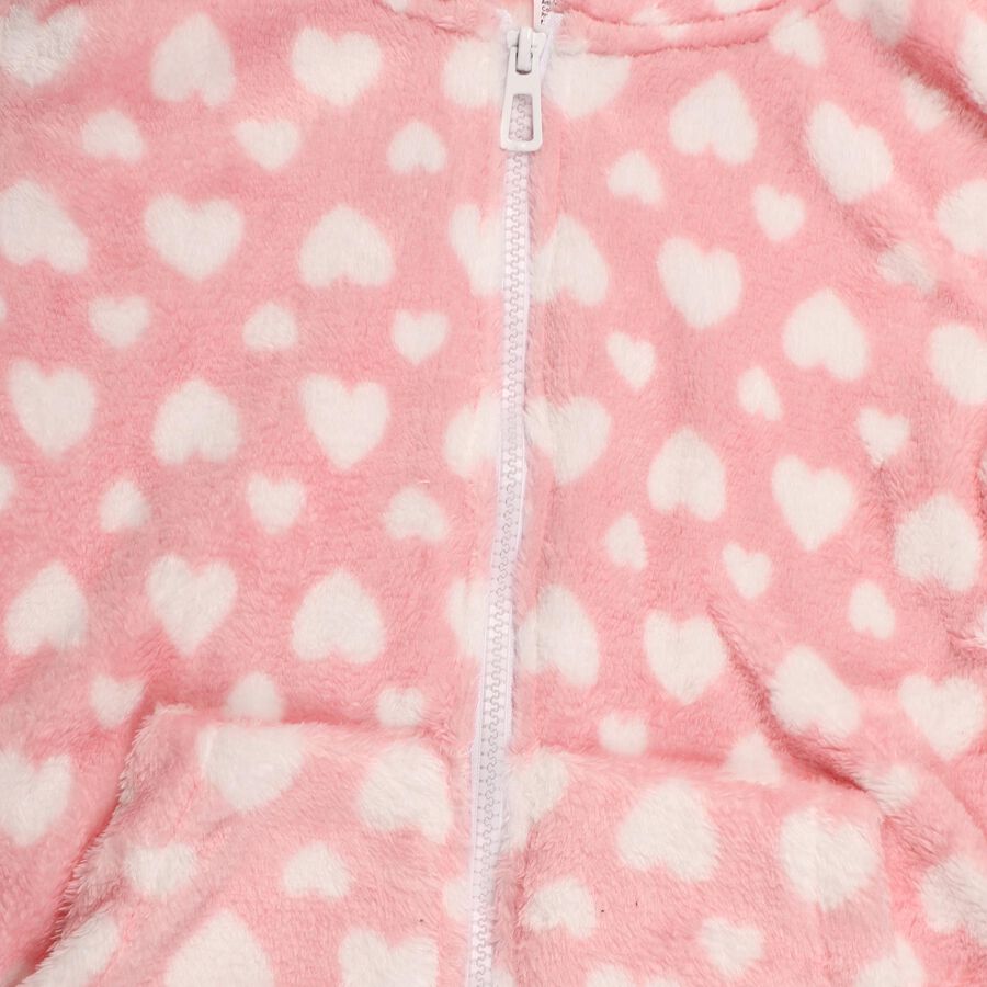 Girls Soft Pink Heart Print Long Sleeve Casual Hipster Set, हल्का गुलाबी, large image number null