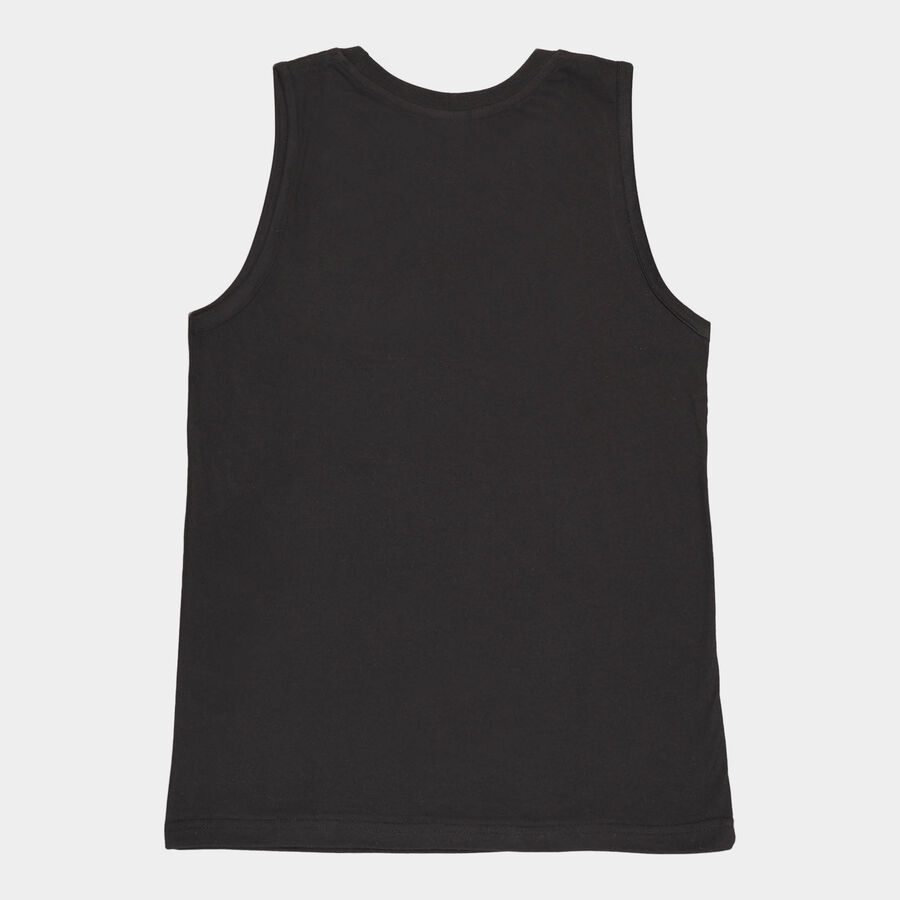 Boys Round Neck T-Shirt, काला, large image number null