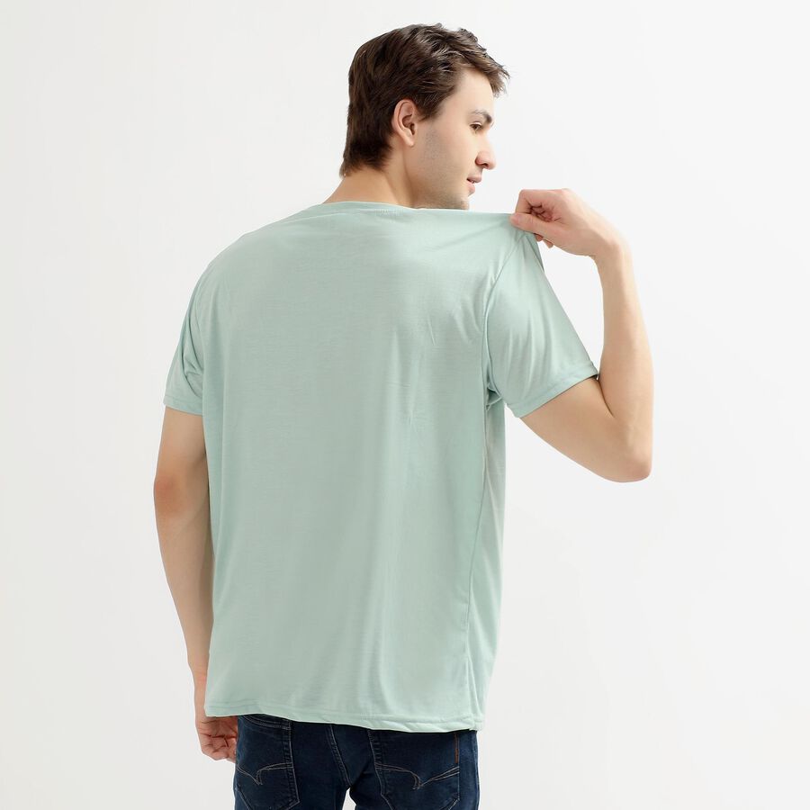 Men's Light Mint Green Round Neck Printed T-Shirt, Aqua, large image number null