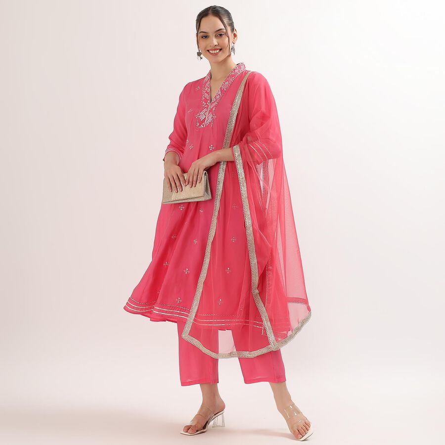 Ladies' Kurta, रानी (फ्यूशिया), large image number null