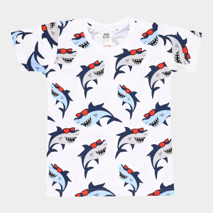 Boys Cotton T-Shirt, White, large image number null