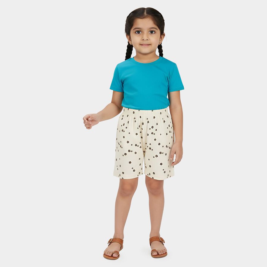 Girls' Off White Regular Fit Athletic Shorts, ऑफ व्हाइट, large
