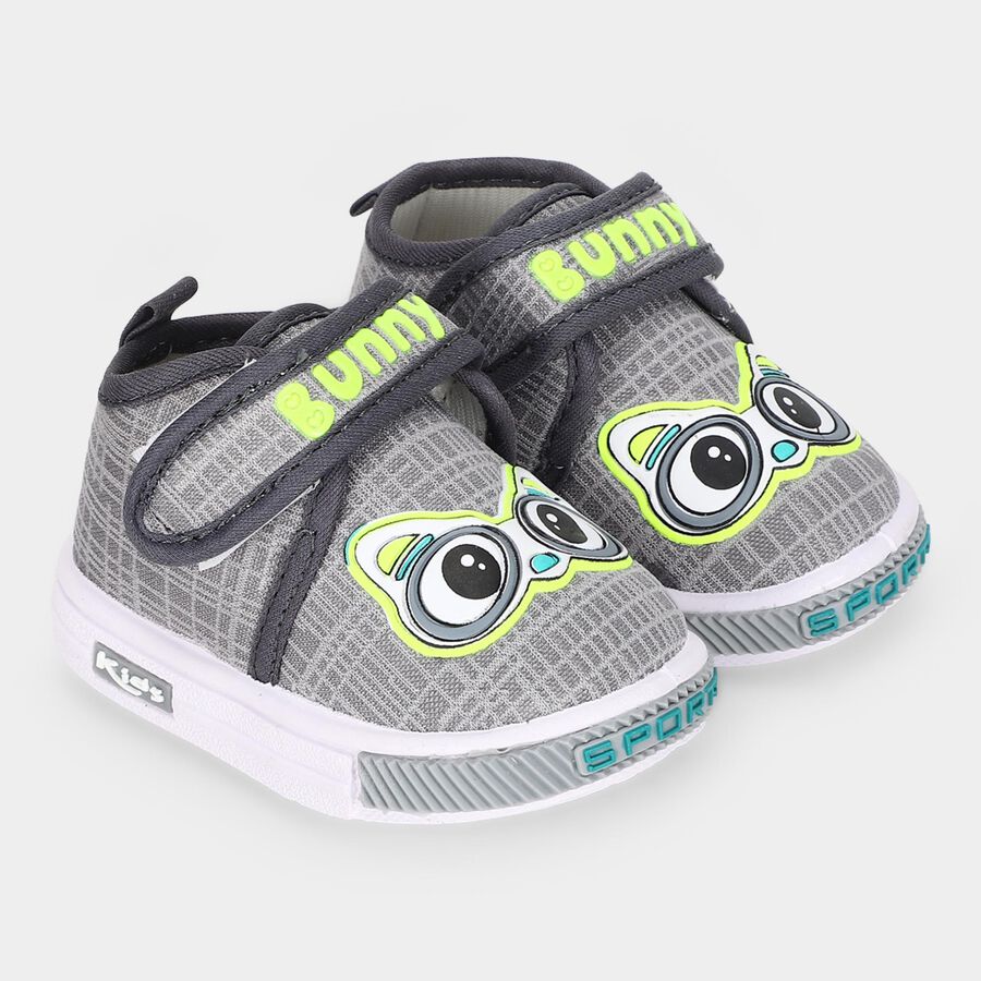 Boys' Grey Velcro Strap Sneakers, Grey, large