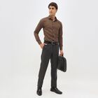 Men's Charcoal Slim Fit Flat-Front Formal Trousers, गहरा ग्रे, small image number null