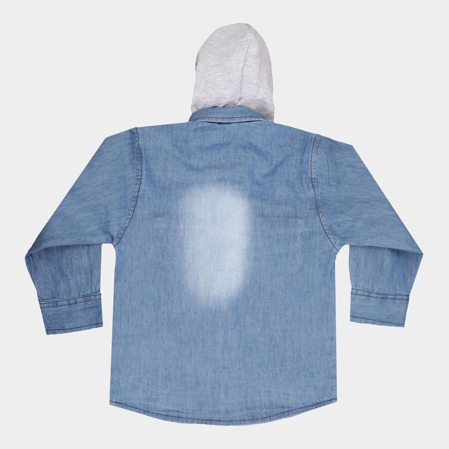 Infants Cotton Solid Casual Shirt, Mid Blue, large image number null