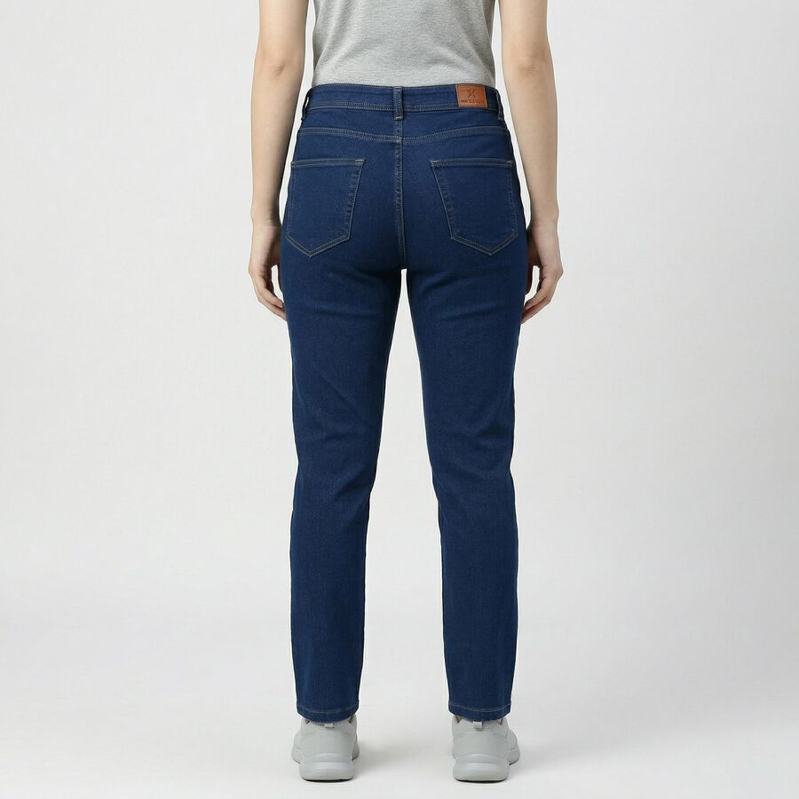 Women's Blue Slim Fit Classic Jeans, Mid Blue, large