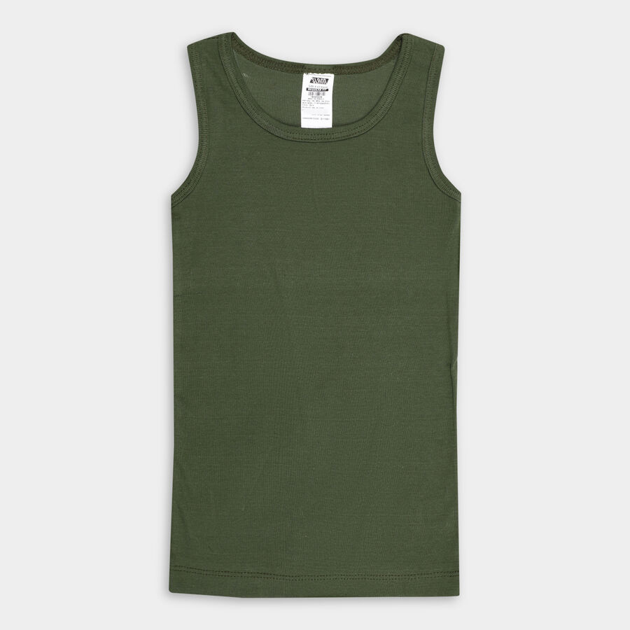 Boys' Cotton Vest, ओलिव, large image number null