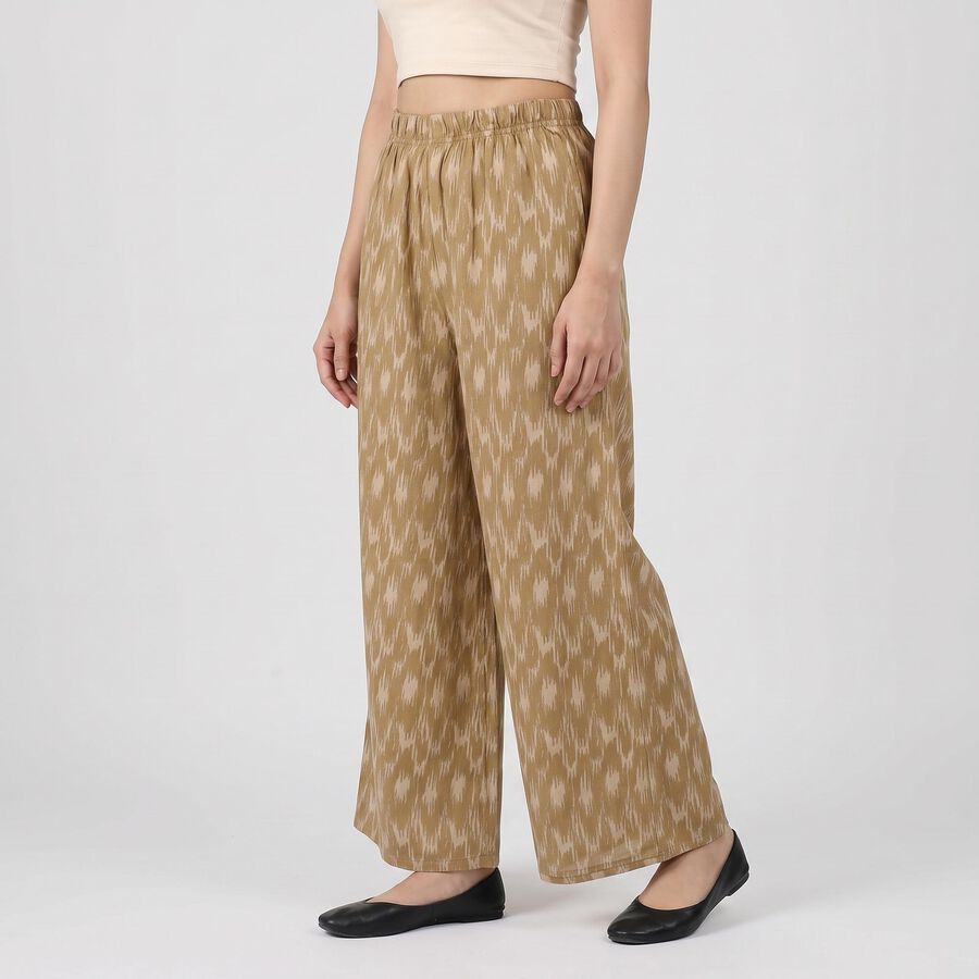 Women's Beige Regular Fit Palazzos, गहरा पीला, large