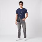 Men's Grey Straight Fit Washed Jeans, Light Grey, small