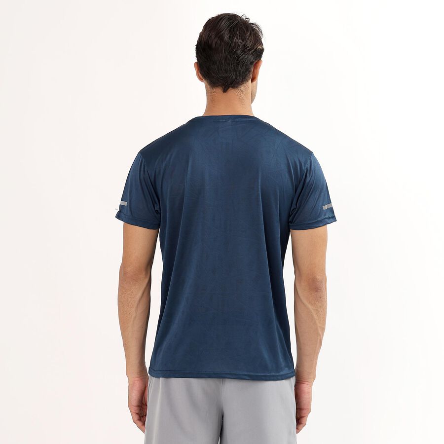 Men's Deep Midnight Navy Crew Neck Athleisure T-Shirt, गहरा नीला, large image number null