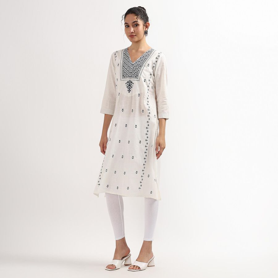 Ladies' 100% Cotton Kurta , Off White, large image number null